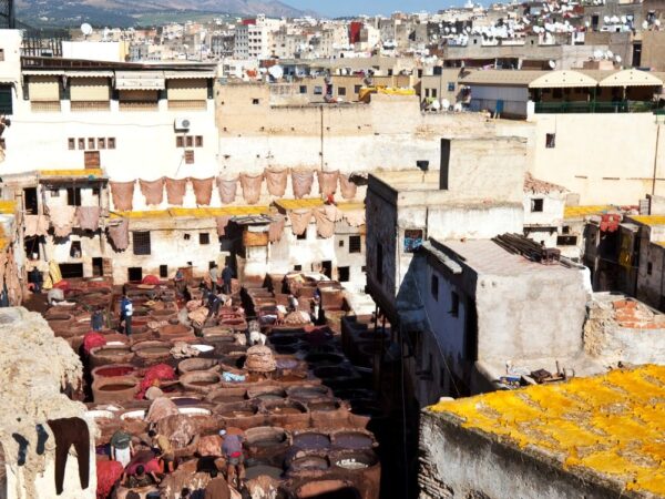 a group of people in a city