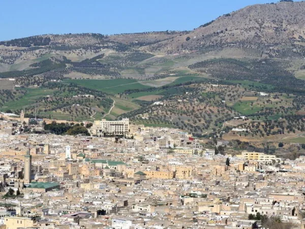 Fes with many buildings and hills