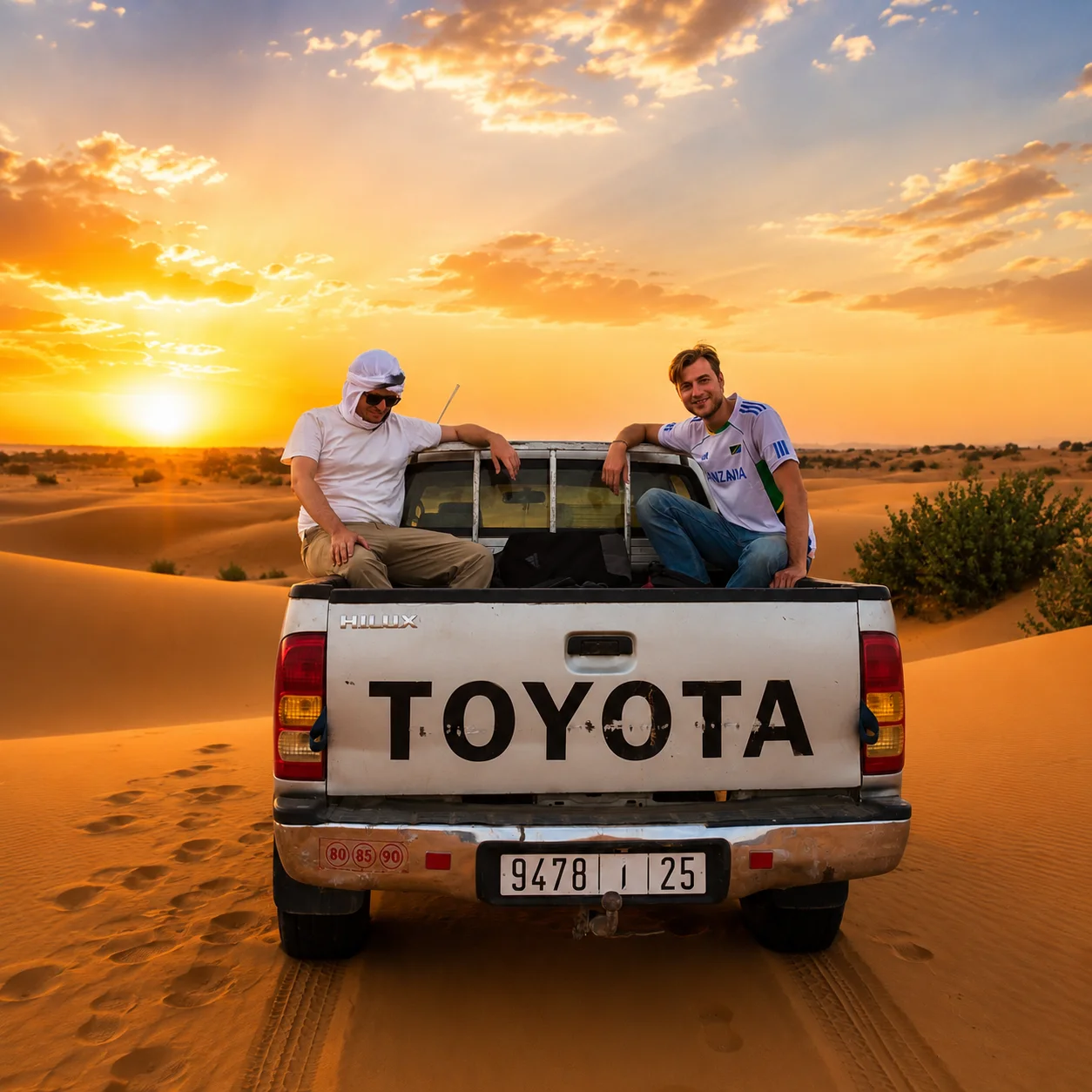 Happy travelers enjoying Morocco desert tour