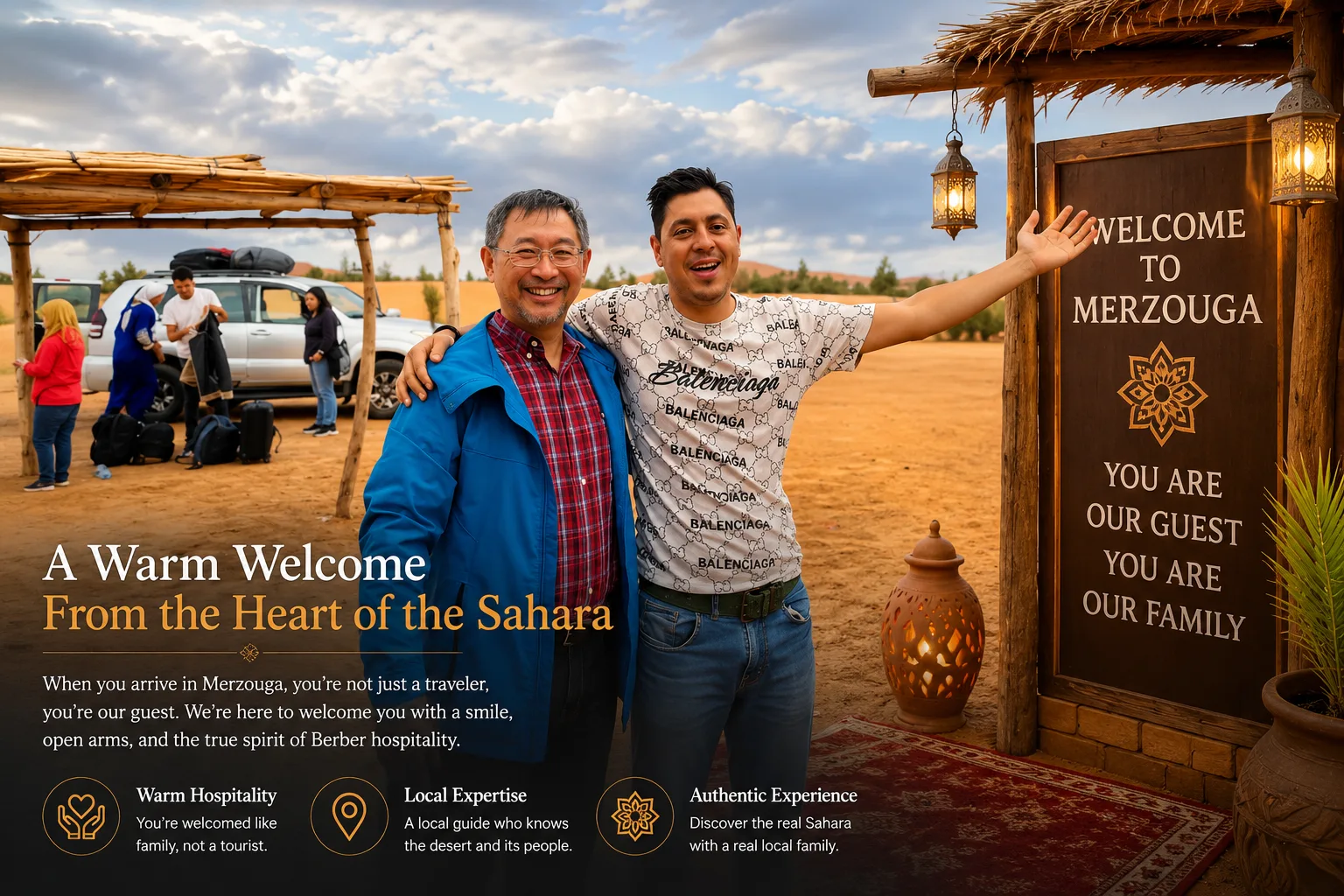 Welcoming guests to the Sahara