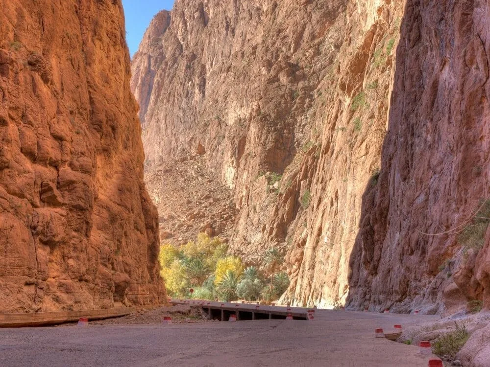 Todra Gorge with dramatic limestone cliffs in Morocco